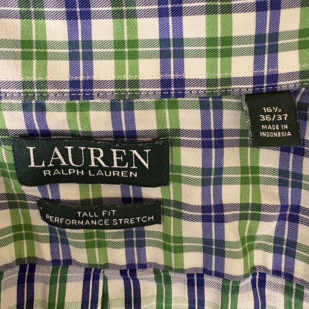 Lauren Ralph Lauren Tall Fit Performance Stretch Plaid Dress Shirt 16.5 36/37 - Picture 3 of 6